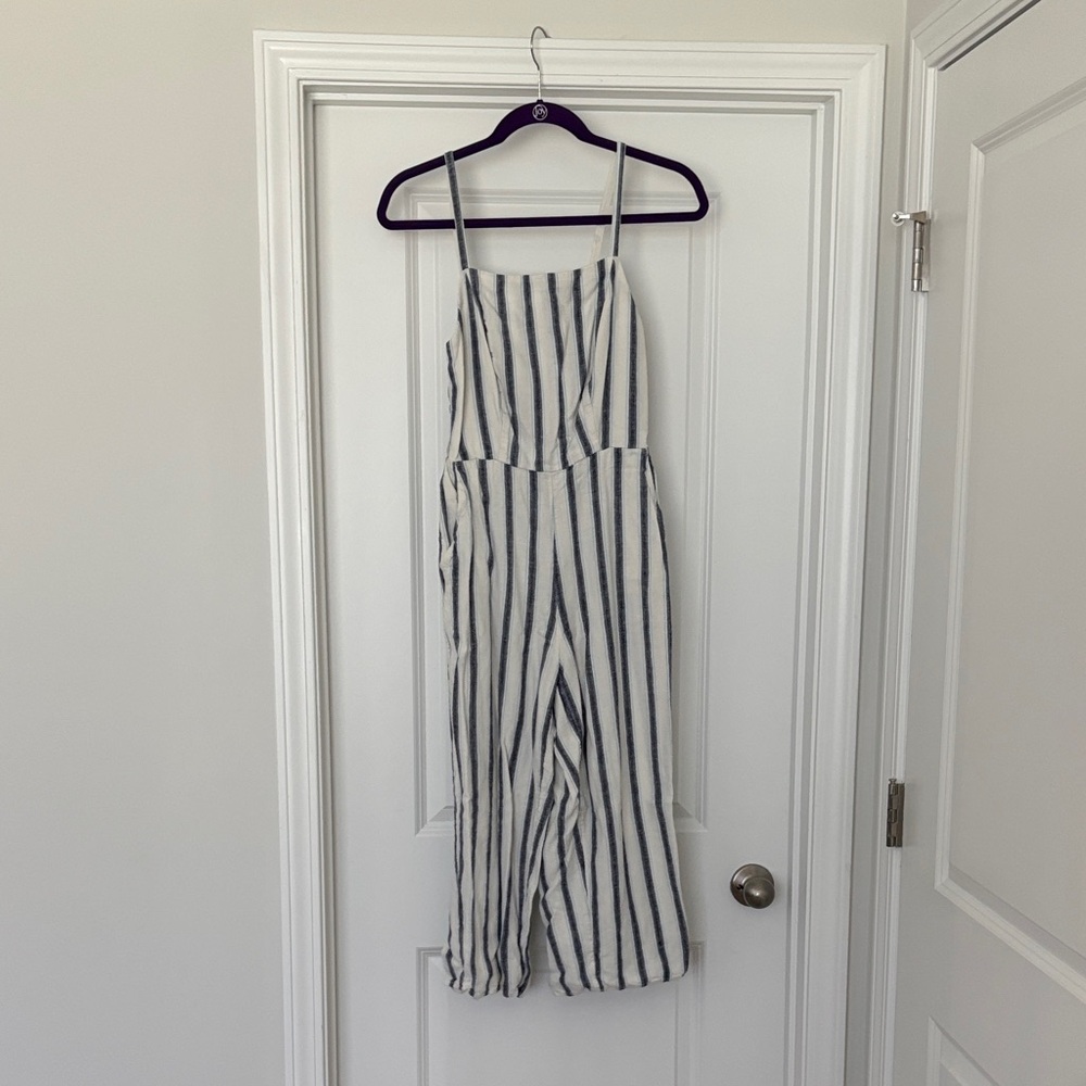 Old Navy Blue and White Jumpsuit with Pockets